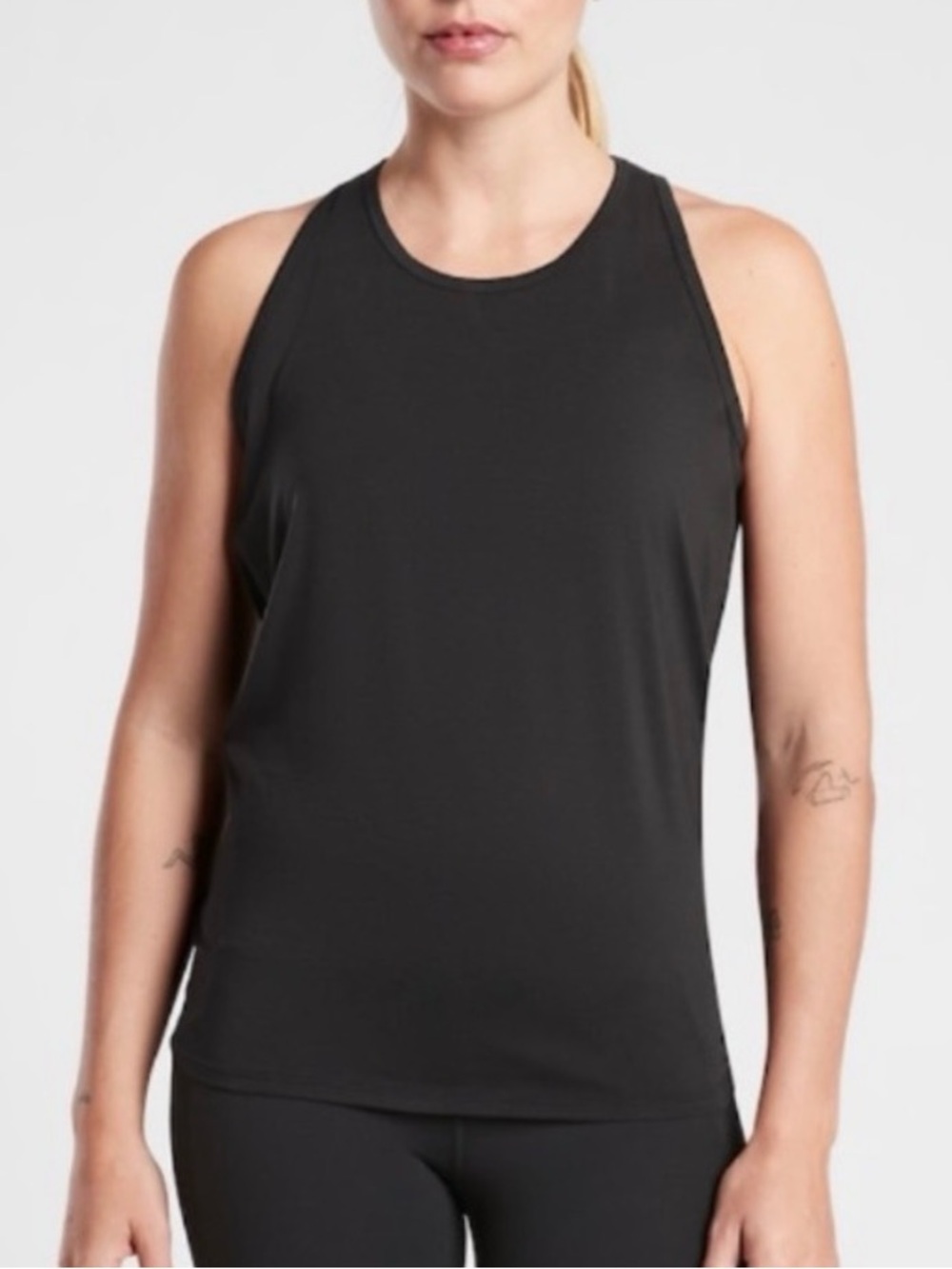 Athleta Black Tulip Split Back Tank Top Sz M Medium Athletic Yoga Workout